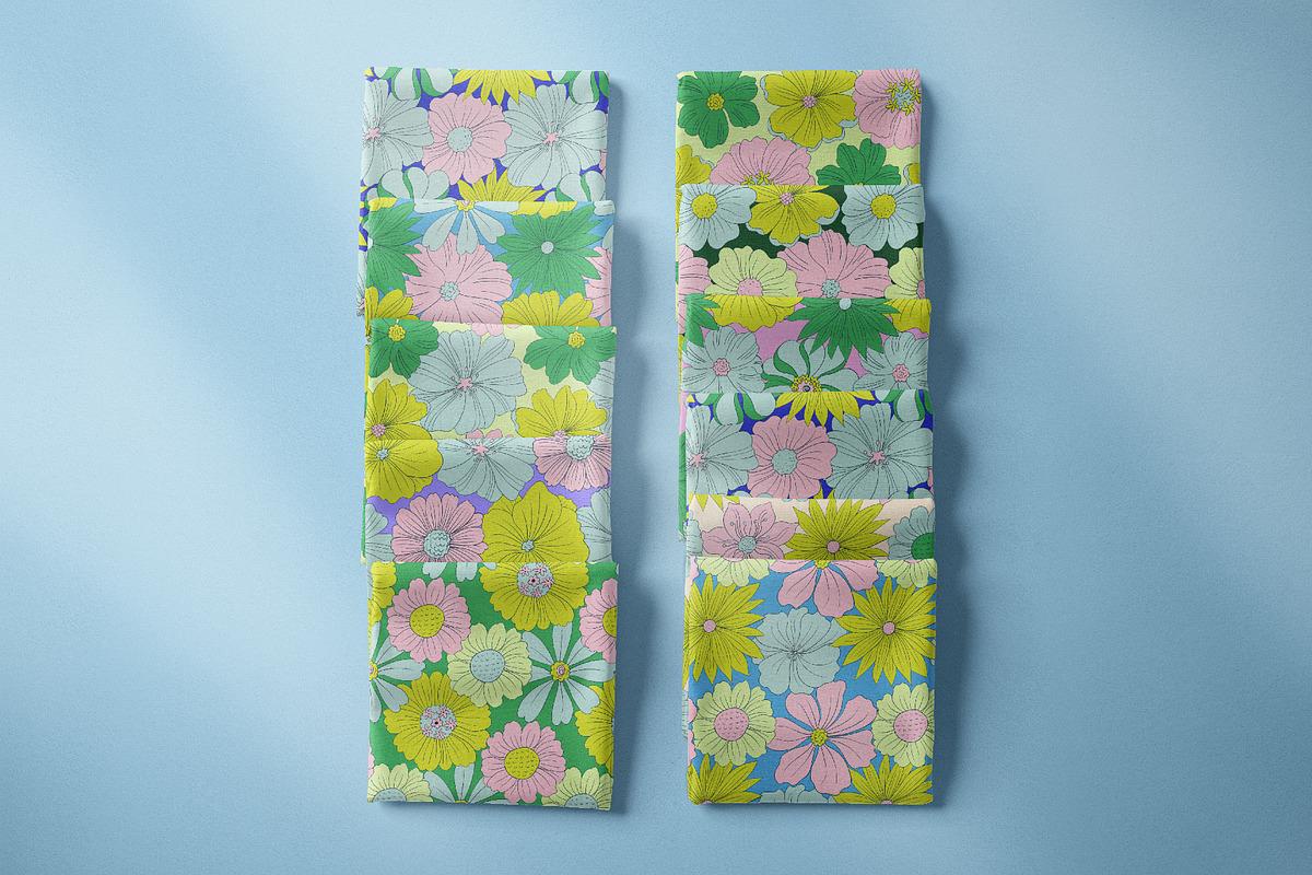 Fresh Summer Retro Floral Patterns, a Pattern Graphic by Tiger and Flower (Photo 2 of 20)