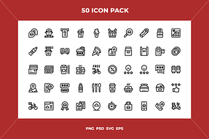 Food delivery icons, an Outline Icon by Wencory
