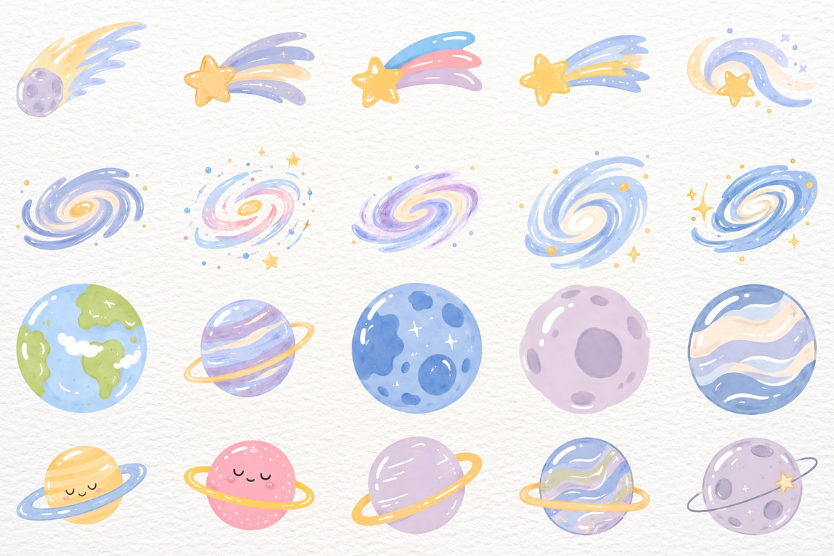Outer Space Clipart Kids Astronauts, an Object Illustration by SugarCloudStudioArt (Photo 5 of 6)