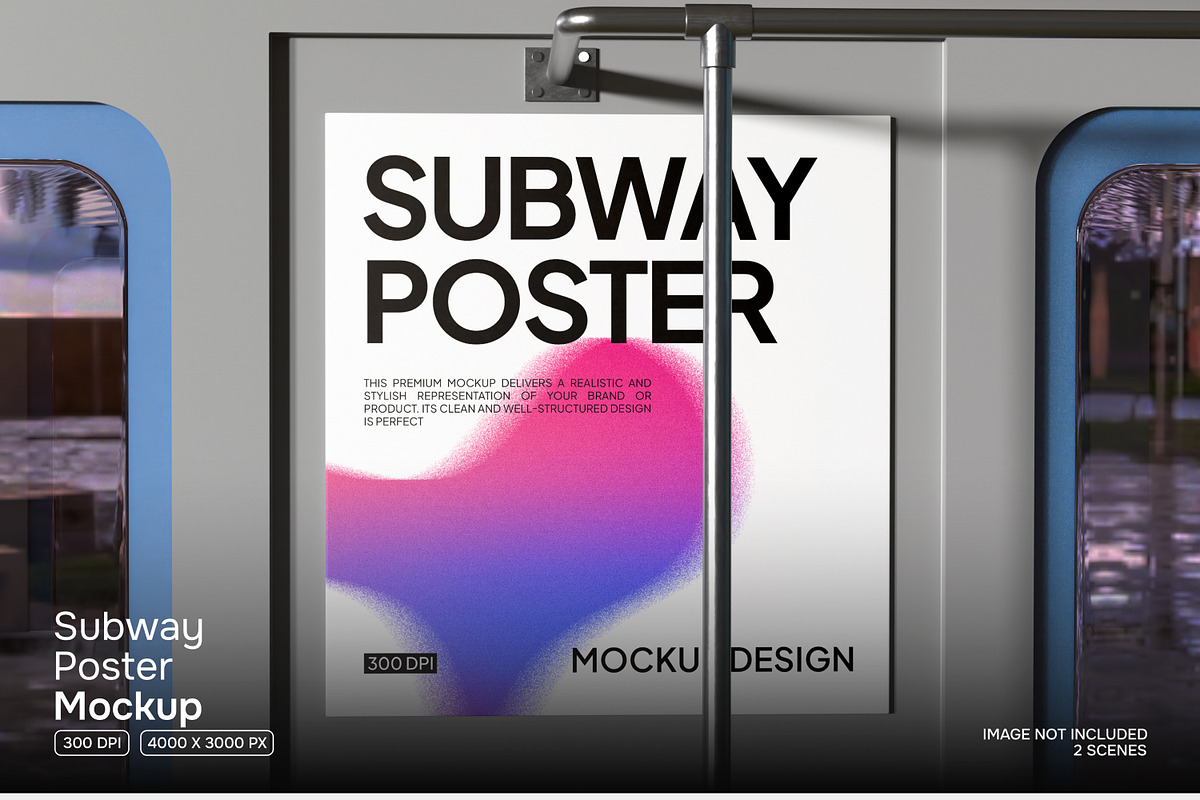 Subway Poster Mockup, an Advertising Mockup by Permadi Creative (Photo 1 of 5)