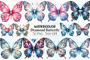 Cute Diamond Butterfly Clipart, an Illustration by CraftArtStudio (Thumbnail 1 of 6)