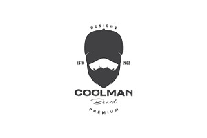 Face Vintage Cool Man With Hat Logo