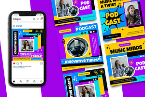 Podcast Instagram Post Template, a Social Media Template by Artnivora.Std