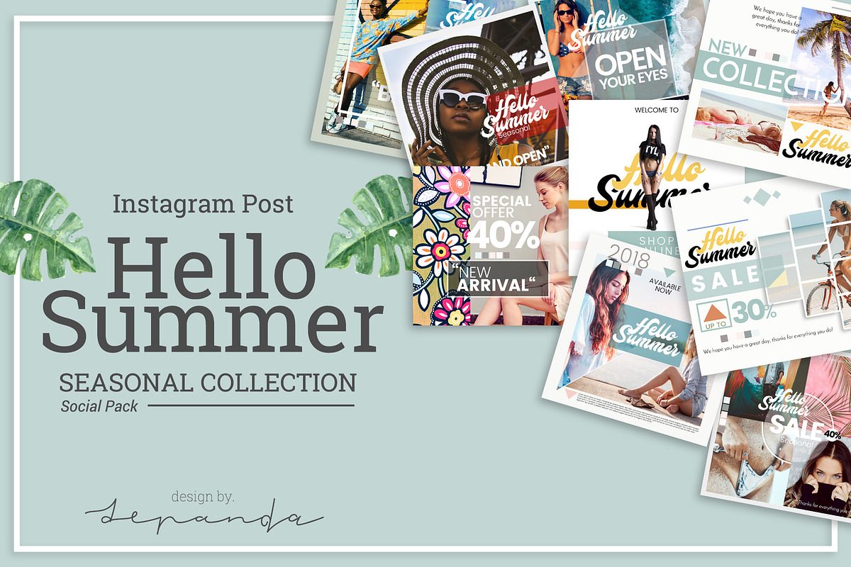 HELLO SUMMER_instagram post, a Social Media Template by dePanda (Photo 1 of 6)