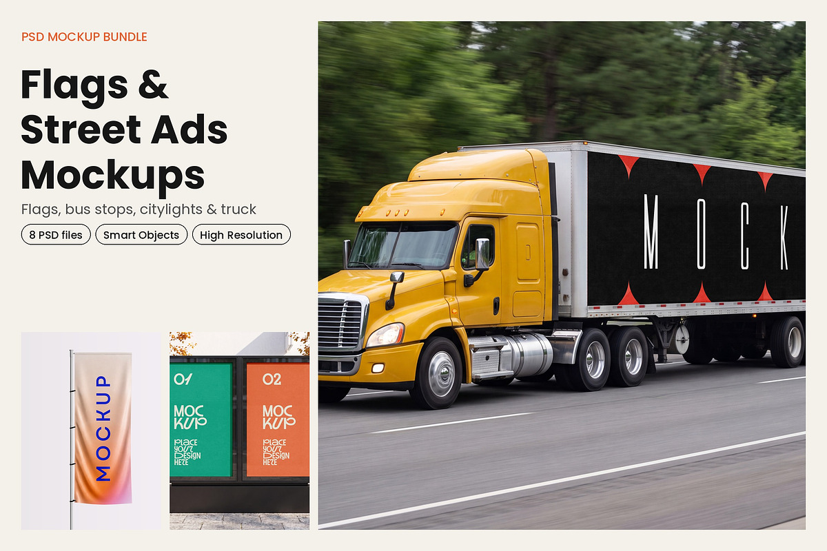 Flags & Street Ads Mockup Bundle, an Advertising Mockup by dpi (Photo 1 of 10)