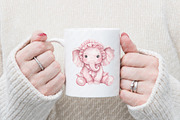 Pink Vintage Plush Animals Clipart, an Illustration by Watercolor design (Thumbnail 10 of 12)