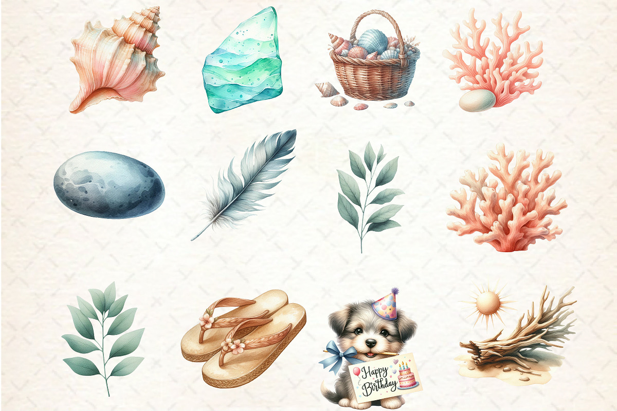 Summer Coastal Serenity Clipart, an Illustration by Rose Art (Photo 2 of 4)
