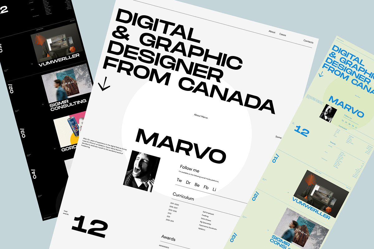 Marvo — Portfolio Figma Template, a Landing Page Template by Spartak Vee (Photo 1 of 8)