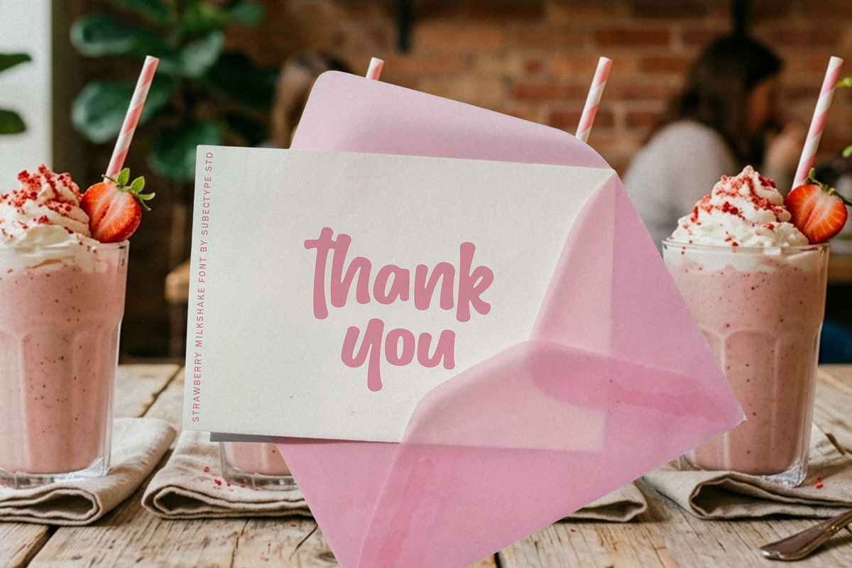 Strawberry Milkshake - Cute Font, a Script Font by Subectype Studio (Photo 9 of 9)