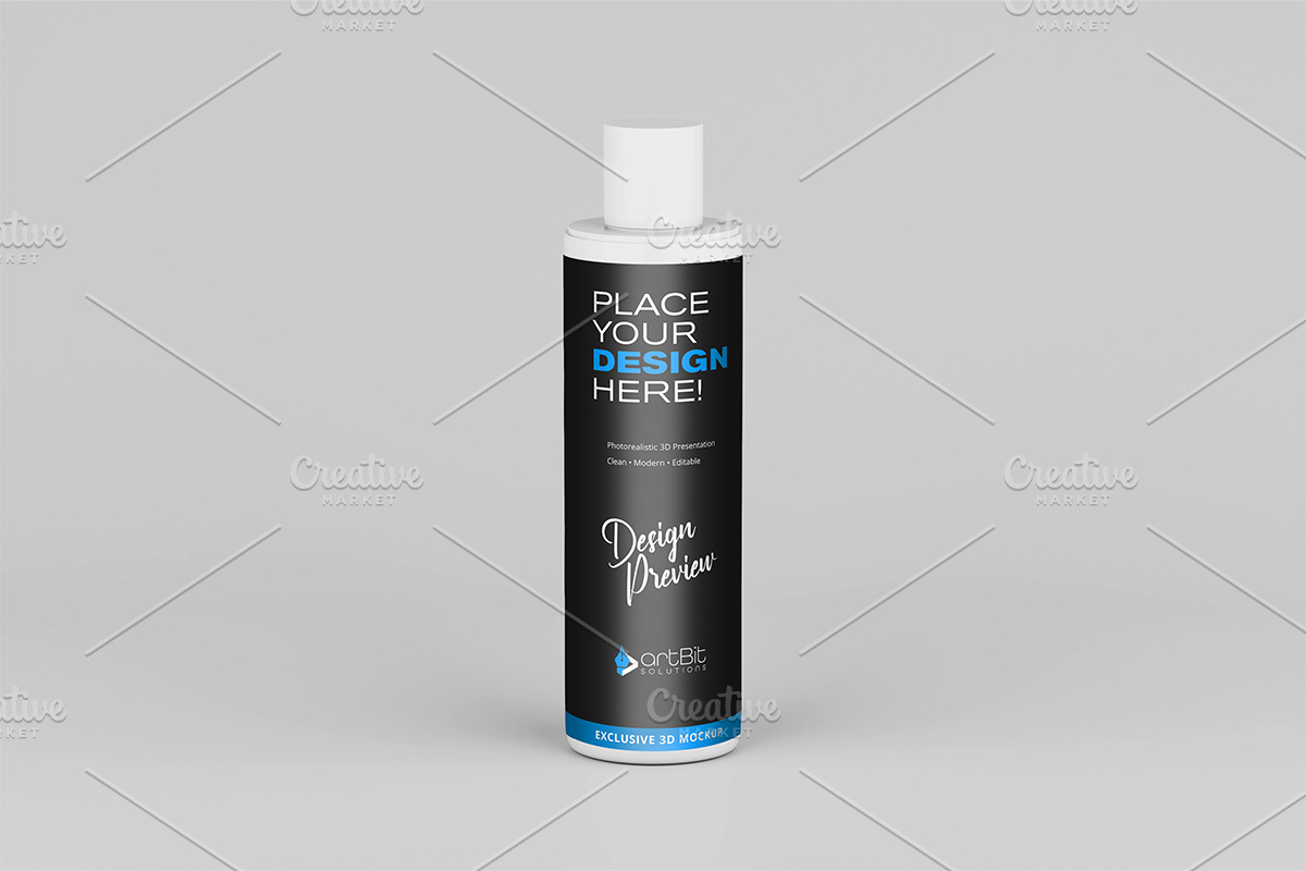 Plastic Shampoo Bottle Mockup, a Packaging Mockup by artBit Design Studio (Photo 10 of 19)