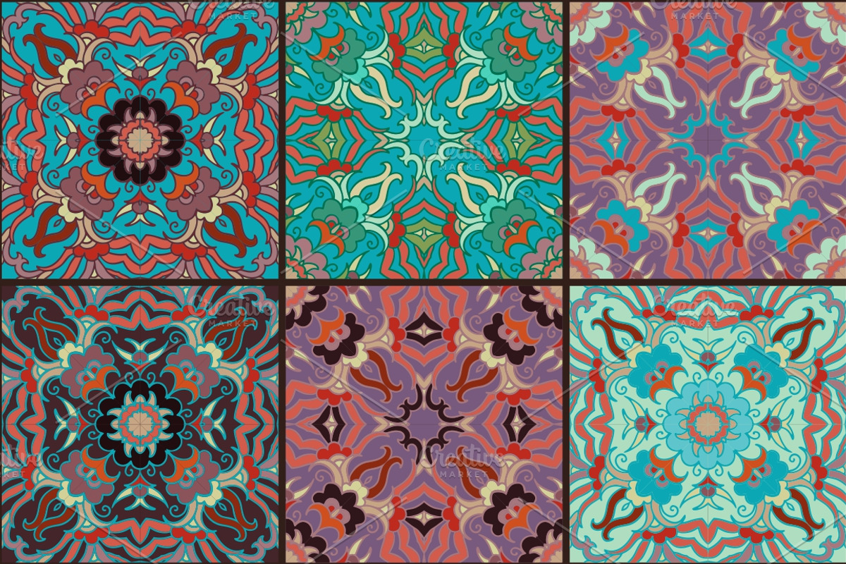 Set of decorative azulejo designs