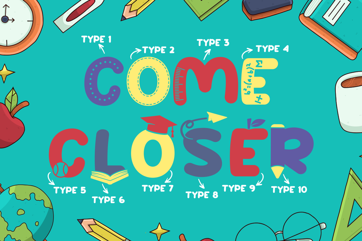 Super School - Funny Kids 10 Various, a Font by PutraCetol Studio (Photo 5 of 11)