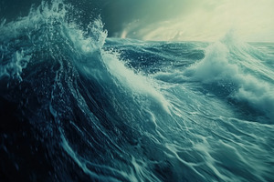 A dramatic view of ocean waves crashing against each other, showcasing the powe, a Photo by Textures & Backgrounds
