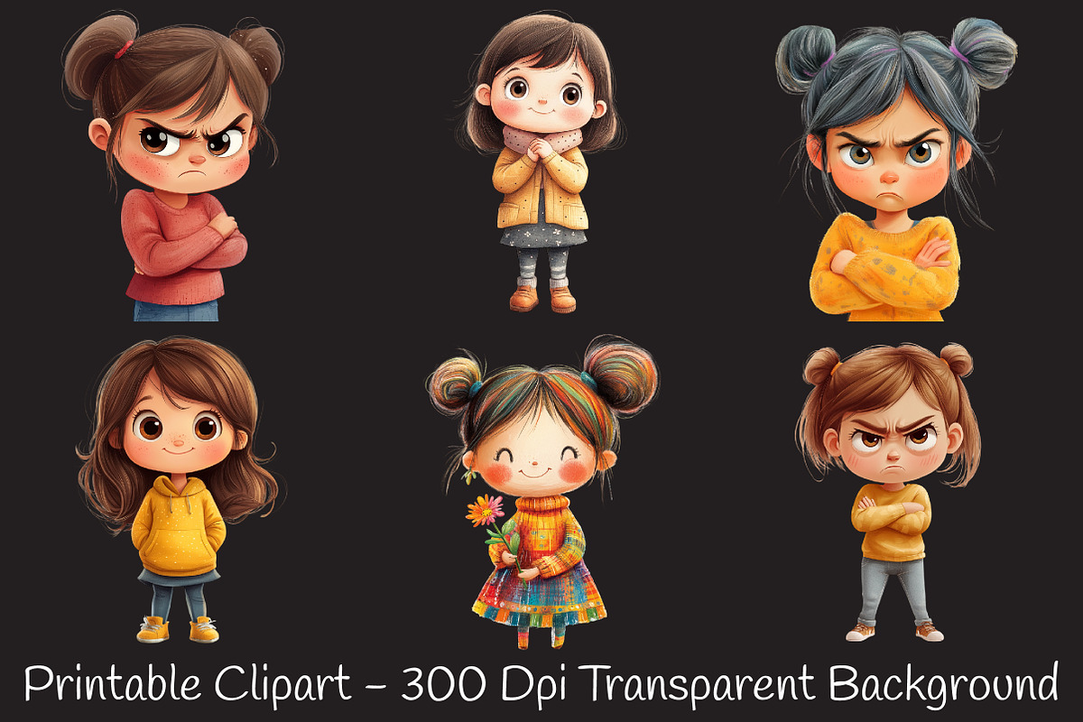 Cute Girl with Emotion Clipart, an Illustration by RobertsArt (Photo 7 of 7)