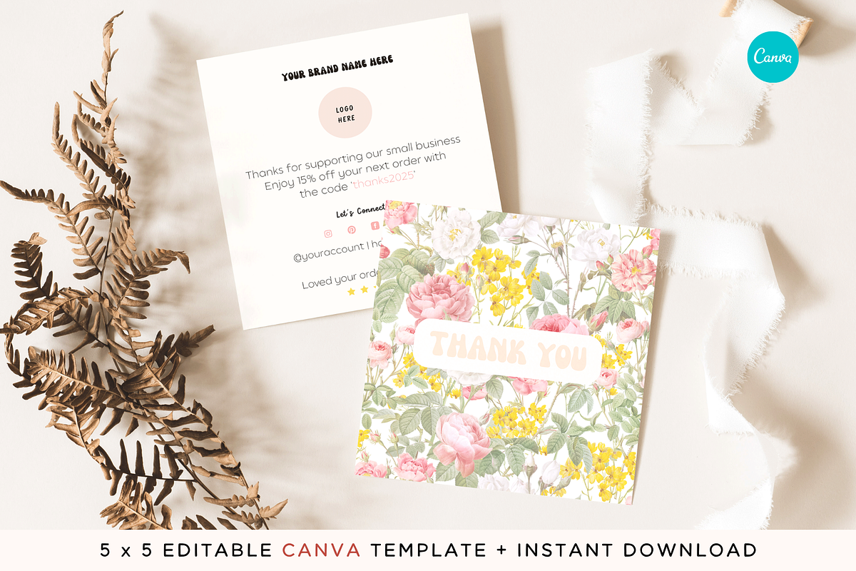 Thank you card for Canva template, a Flyer Template by Hellohastore (Photo 1 of 9)