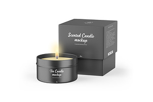 Tin Candle With Box Mockups