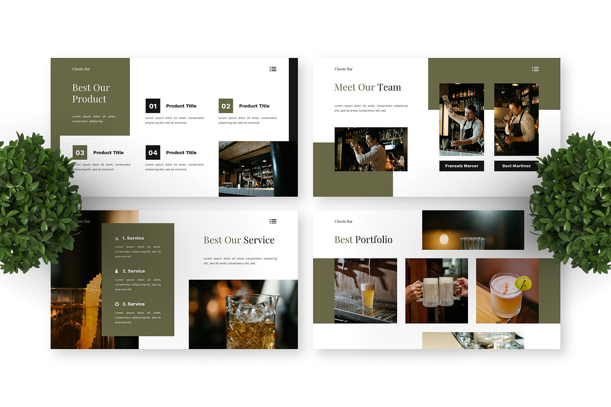 Classic Bar - Menu Google Slide, a Presentation Template by Deepslide Studio (Photo 2 of 6)