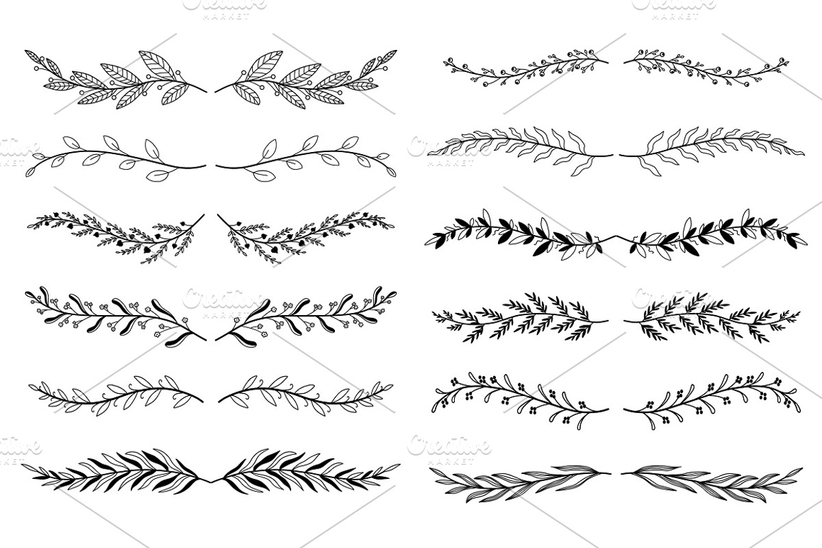Hand Drawn Floral Dividers Pack, a Decorative Illustration by alexdndz (Photo 3 of 6)