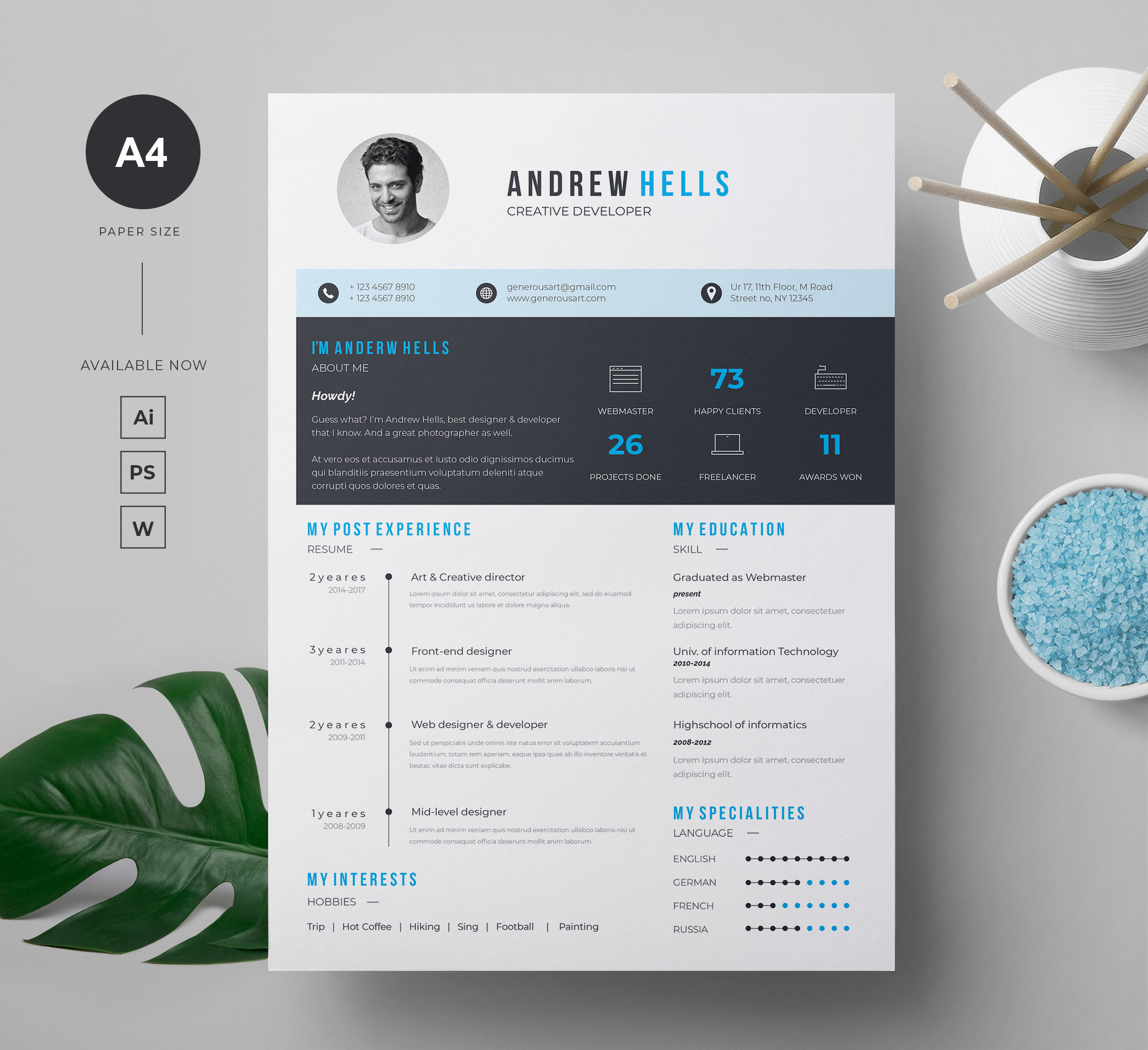 Creative Resume / CV Template, a Resume Template by GenerousArt