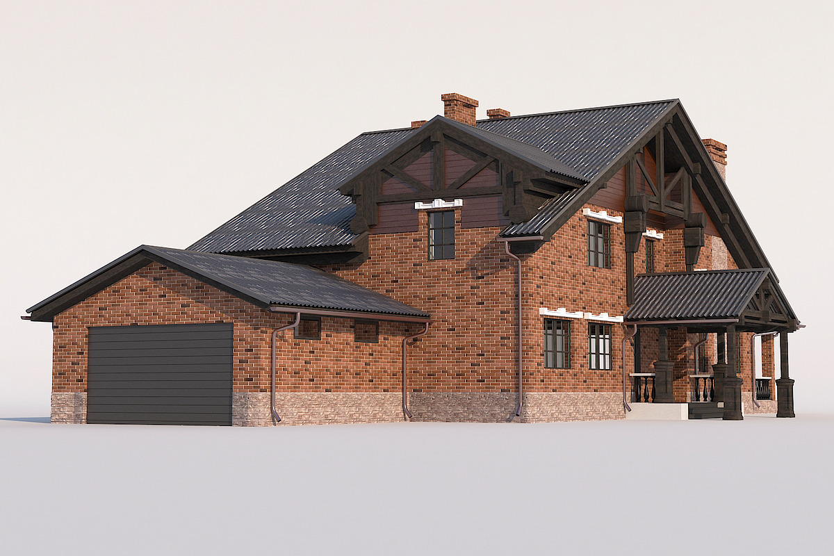 A Chalet house with a garage, an Architecture 3D Model by profdesign (Photo 6 of 21)