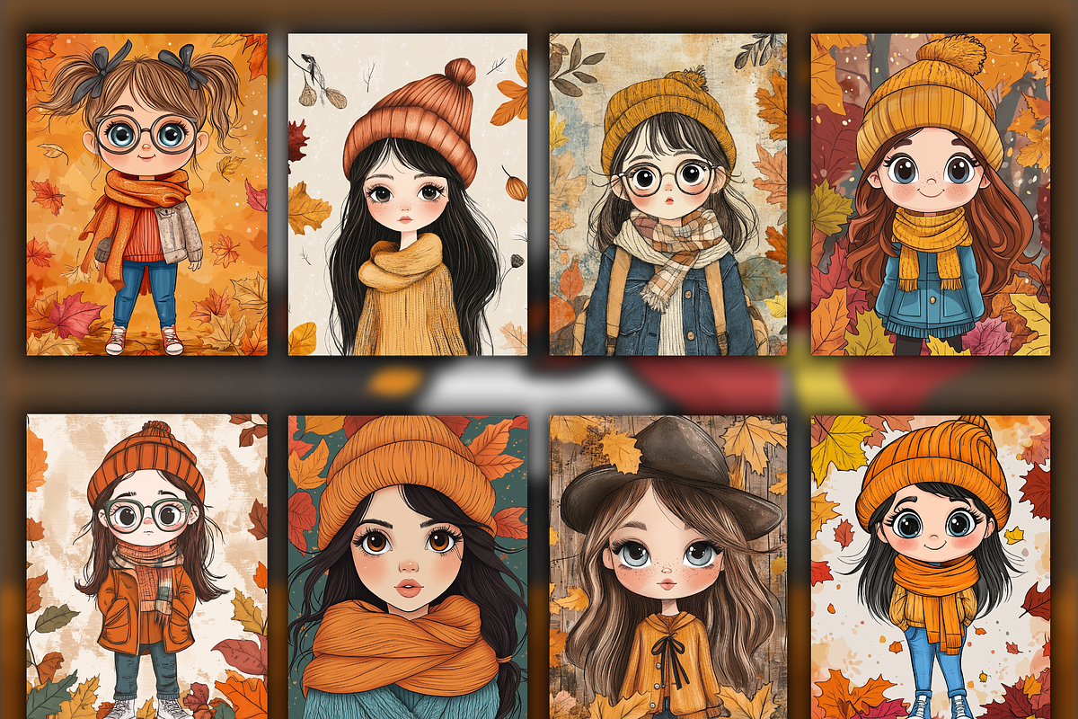 Cute Autumn Fashion Girls books, a Person Illustration by BrandlyTemplate (Photo 2 of 4)