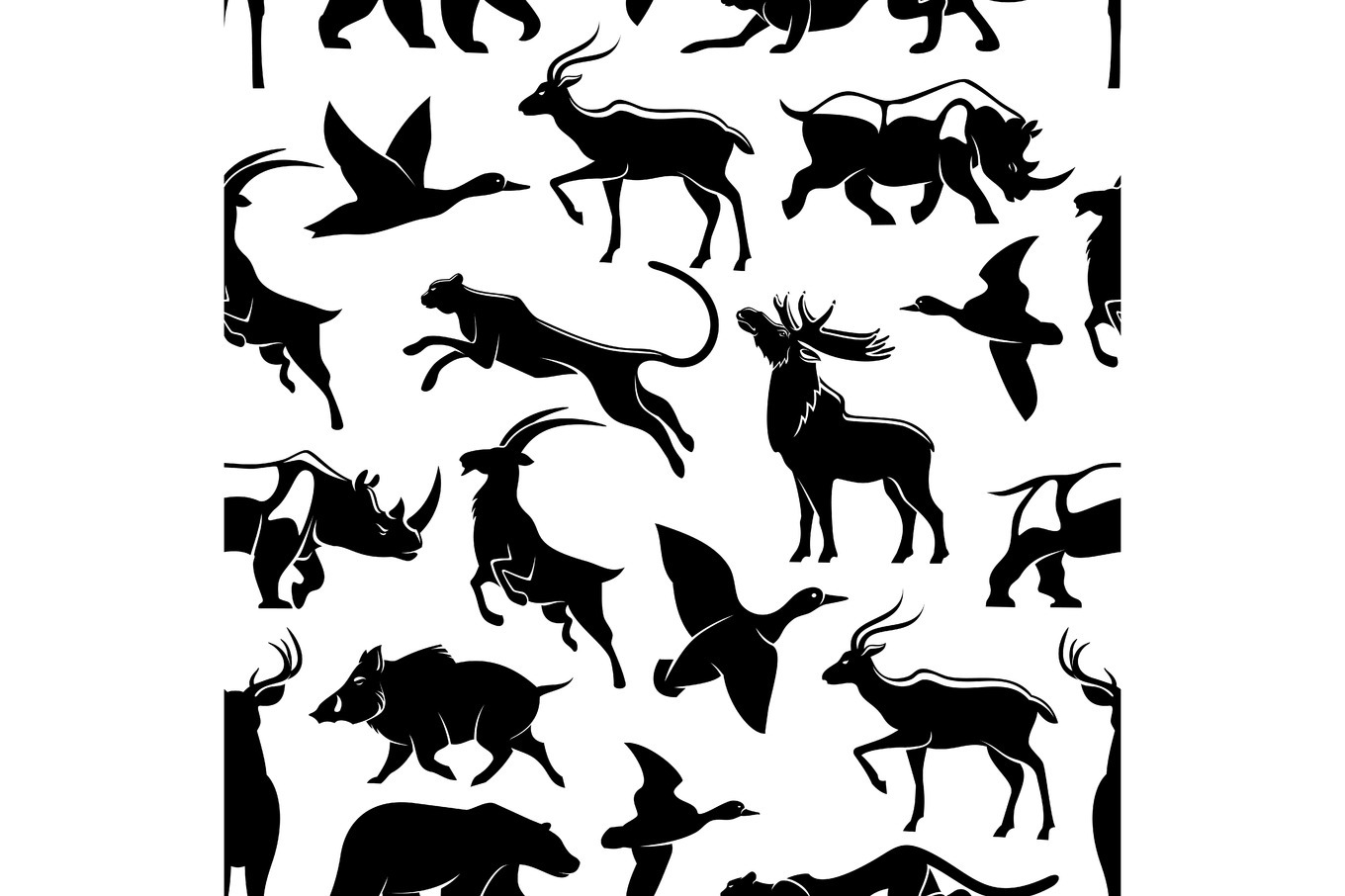 Vector seamless pattern of wild animals and birds, an Animal ...