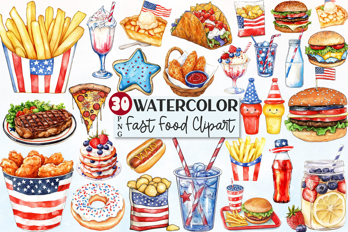 4th of July Fast Food Clipart, a Seasonal Illustration by Rose Art (Photo 1 of 4)