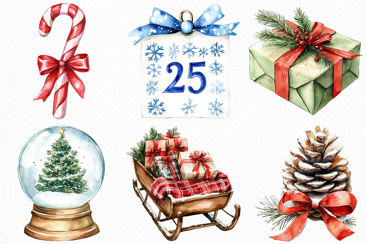 Watercolor Christmas Time Clipart, an Illustration by Craft Nest (Photo 5 of 6)