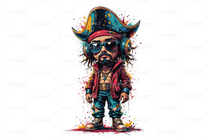 Vector of cool pirate character, a Person Illustration by yod67
