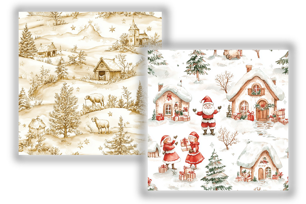 Christmas Toile Seamless Patterns, a Pattern Graphic by Design Market (Photo 4 of 4)