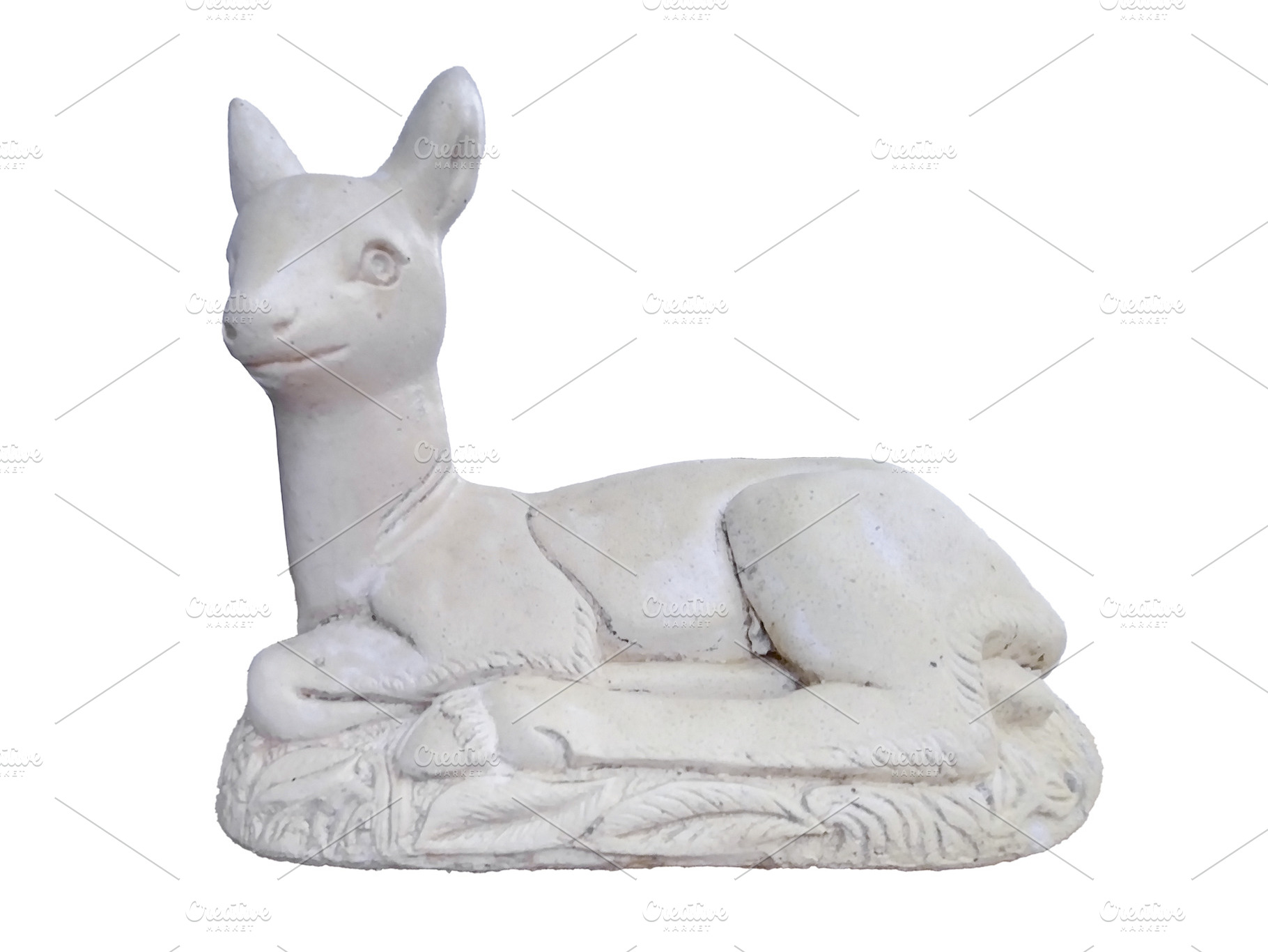 White deer statue by a decorative iron gate, an Animal Photo by DanFLCreativo