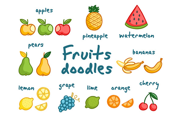 Fruits Doodles preview 5