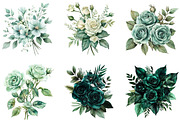 Emerald Flower Bouquet Clipart, an Illustration by DreamArtGraphic (Thumbnail 4 of 4)