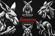 10 Bundle Dark Art Kangaroo Animal, an Illustration by Morspective (Thumbnail 1 of 7)