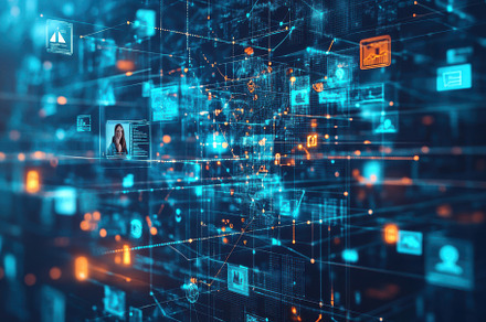 Digital Network Data Visualization W, a Background Photo by Pixeness