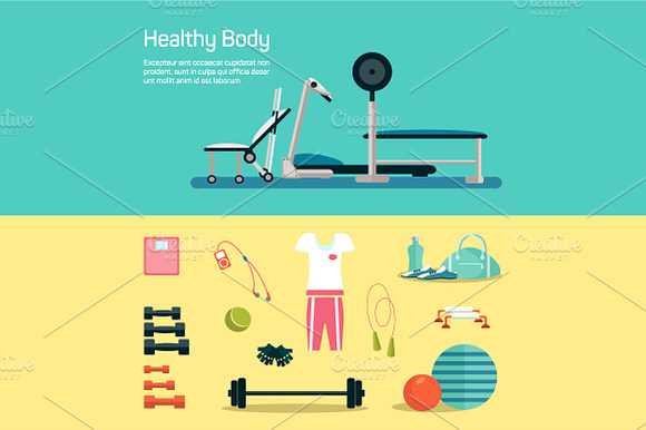 Vecotr Gym Set. Workout And Health