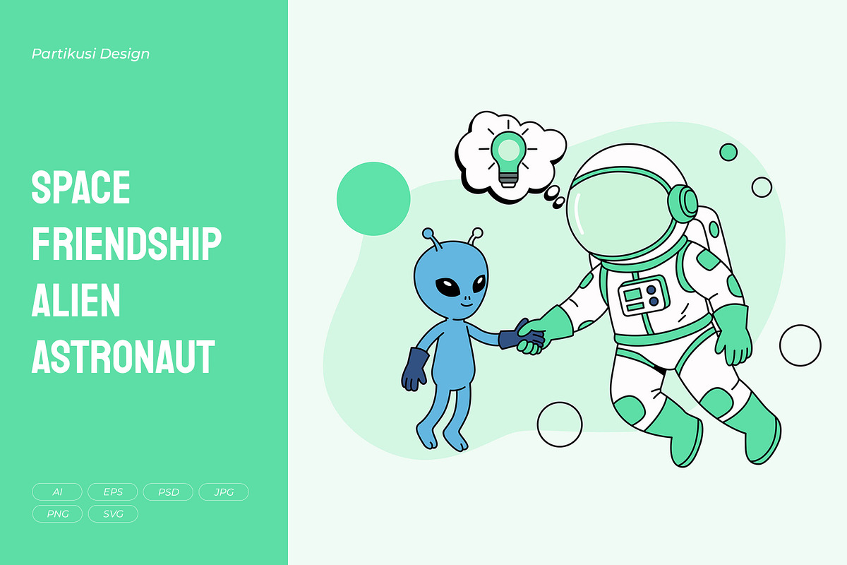 Space Contact Alien Astronaut, an Education Illustration by Partikusi Design (Photo 1 of 3)
