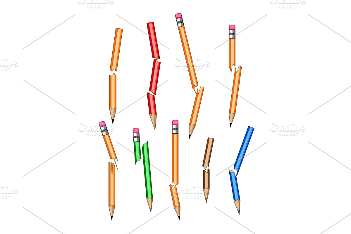 Broken assorted color pencils, an Education Illustration by pikepicture