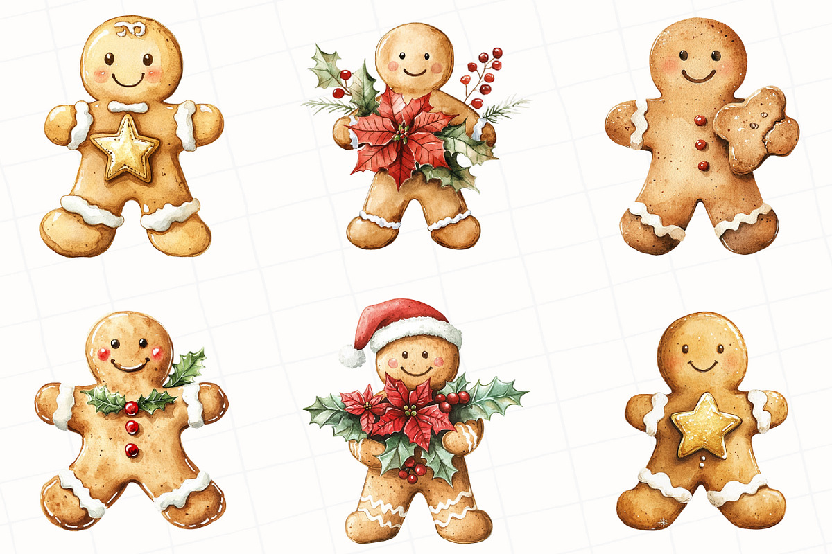 Christmas Gingerbread Man Clipart, an Illustration by OK Design (Photo 3 of 5)