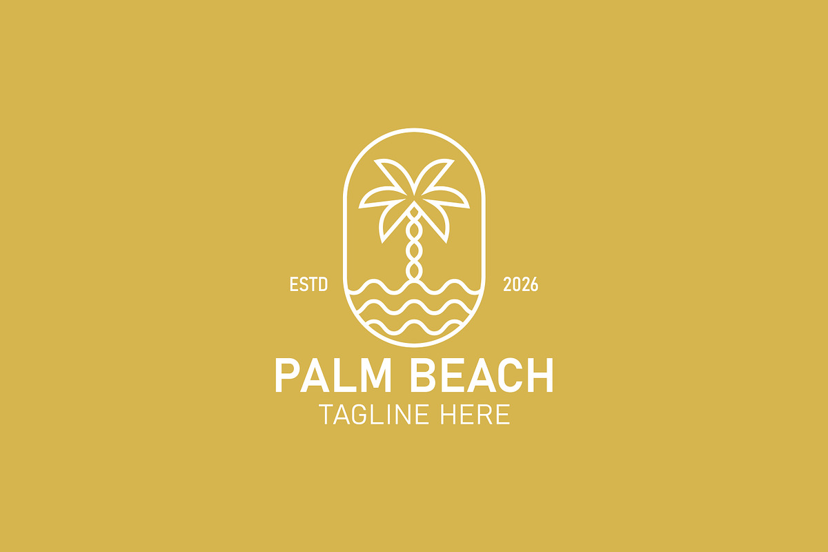 Palm beach logo palm tree sea waves, a Branding & Logo Template by Signatoro (Photo 3 of 3)
