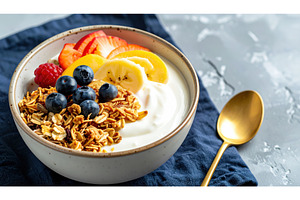 Healthy breakfast bowl with Greek, a Food & Drink Photo by Igor Tichonow