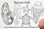 Underwater life set clipart, an Illustration by Gennadi Digital Studio (Thumbnail 2 of 6)