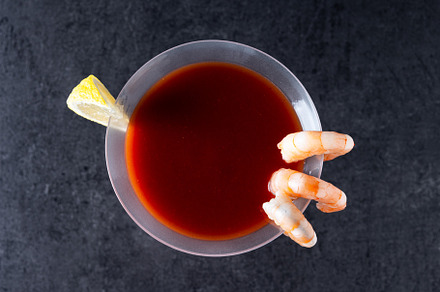 Shrimp cocktail on black background, a Food & Drink Photo by etorres69