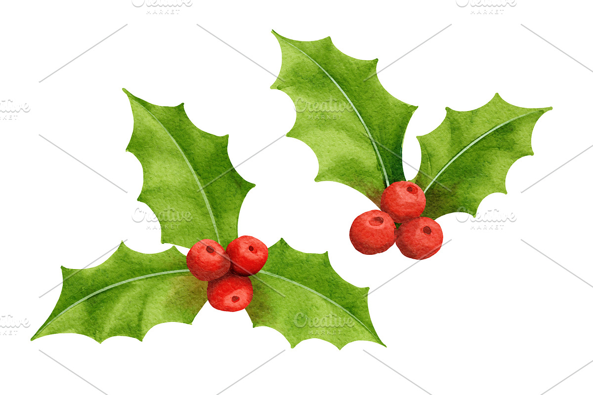 Christmas Decoration Watercolor Set., a Decorative Illustration by kaisorn (Photo 2 of 8)