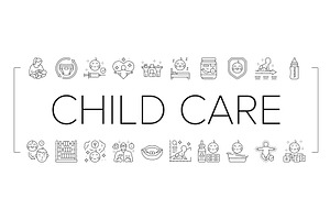 child care nurse pediatric icons set, an Education Illustration by pikepicture