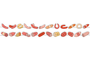 Smoked sausages set. Sausages, a Food Illustration by GraphiShop