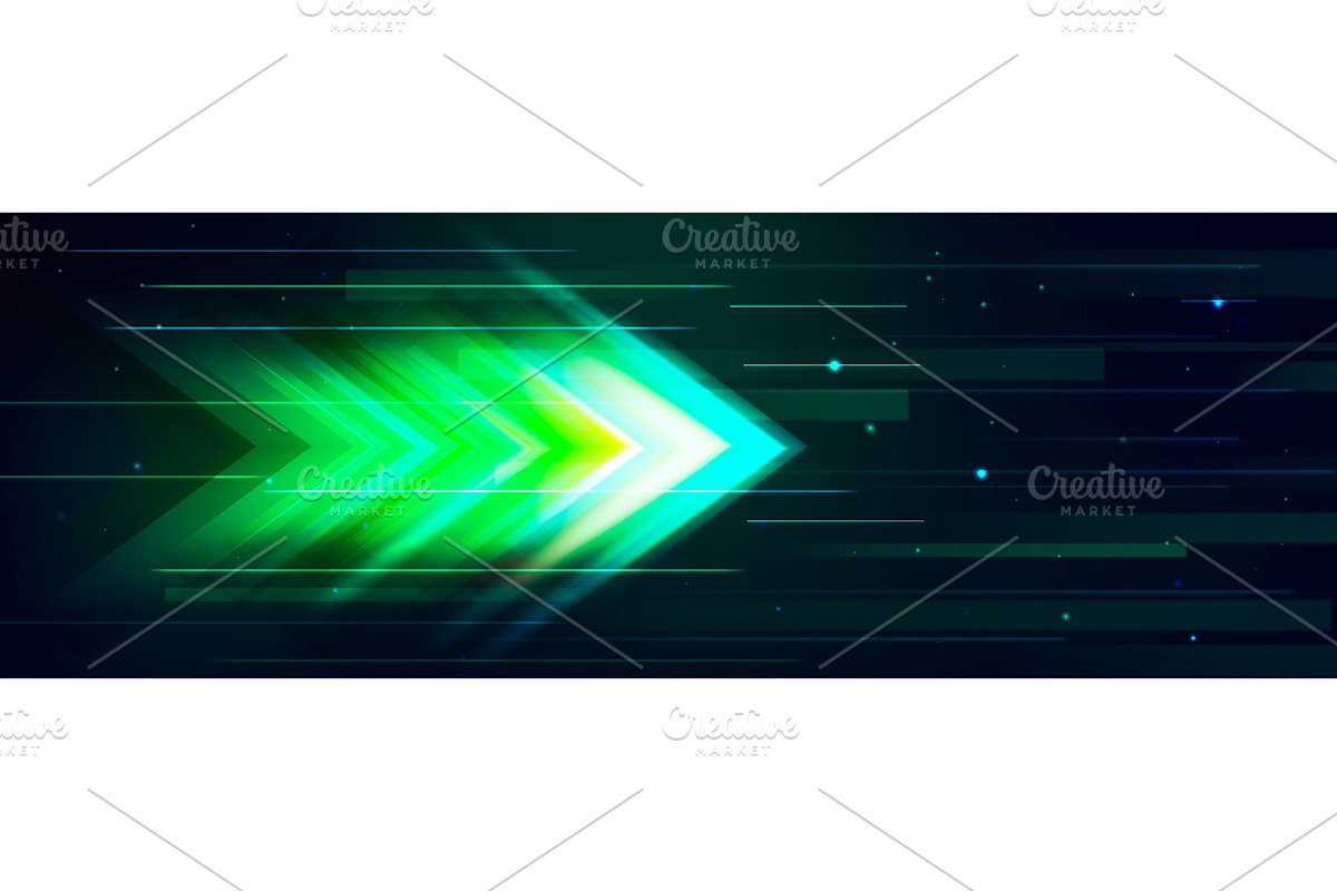 Green neon arrow boost with glowing, an Illustration by art PVP - market
