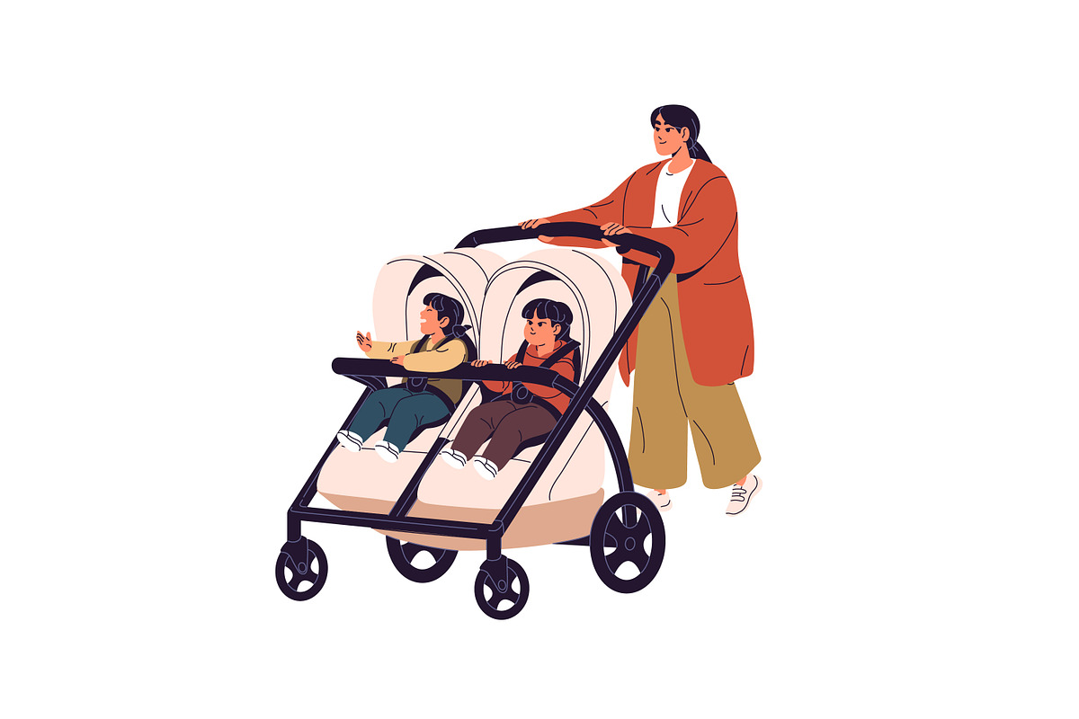 Families, parents with strollers set, a Person Illustration by PaperTrident (Photo 5 of 9)