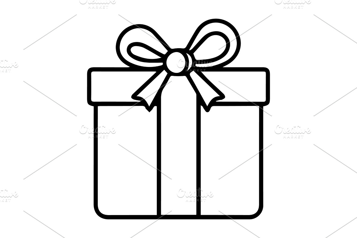 gift box with decorative bow ribbon, an Outline Icon by Nurlan's shop (Photo 1 of 3)