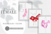 Watercolor and vector Ballerinas, a Decorative Illustration by AnastasiyaOleynik (Thumbnail 6 of 8)